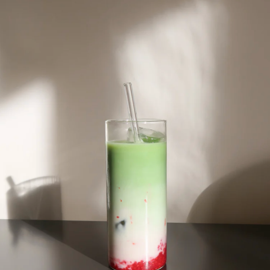 Recipe - Raspberry matcha latte with coconut milk