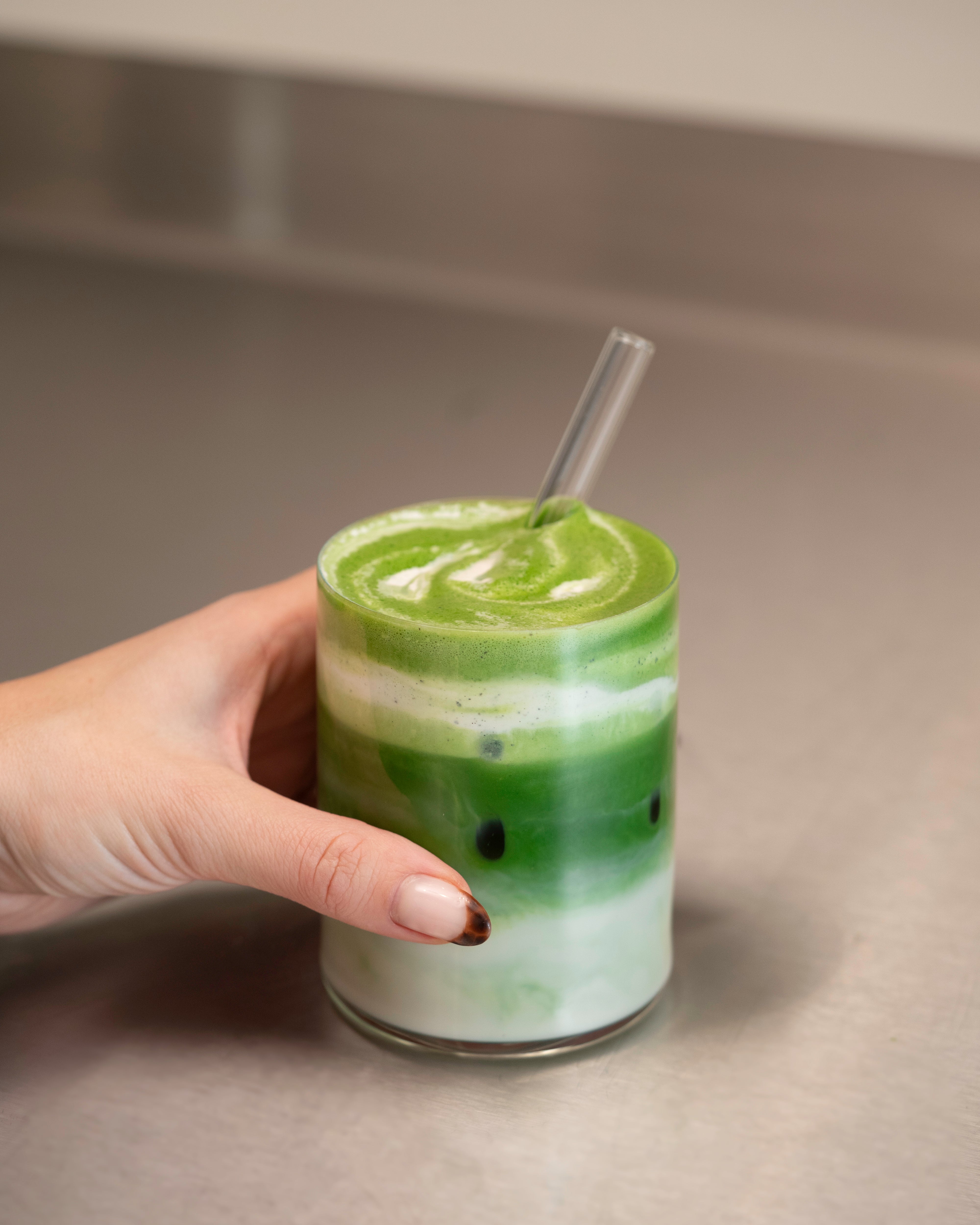 Black Sesame Cream Matcha Latte