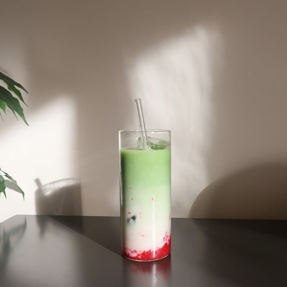 Recipe - Raspberry matcha latte with coconut milk